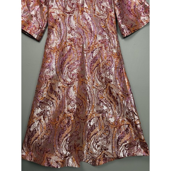 Solelia Cleo Golden Flame Metallic Paisley Brocade Dress XS Boho Luxe NWT - Picture 5 of 16